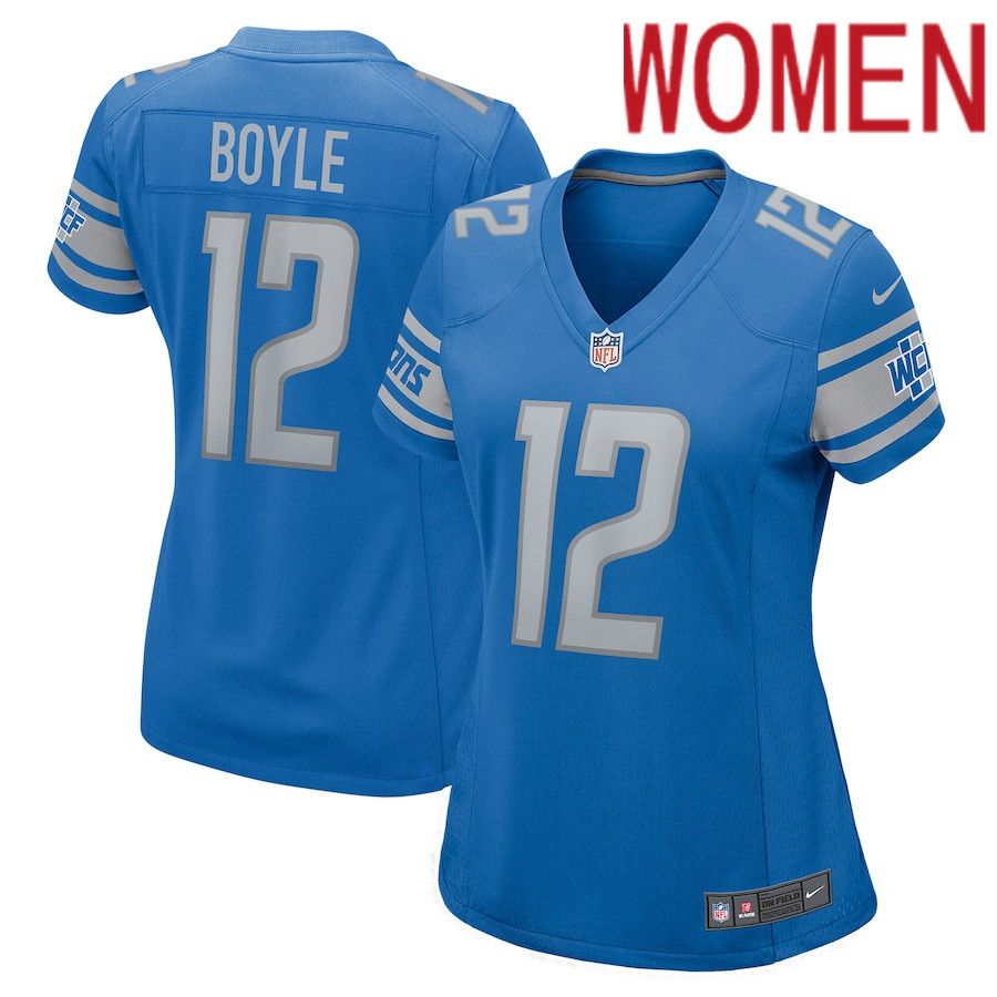 Women Detroit Lions 12 Tim Boyle Nike Blue Game Player NFL Jersey